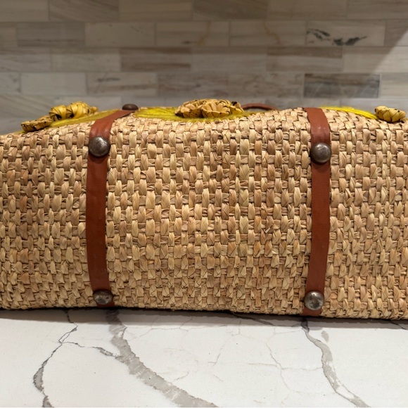 Vintage Mexico Straw Bag Acapulco Tourist Seagrass Beach Bag Large 1960 - Picture 4 of 10